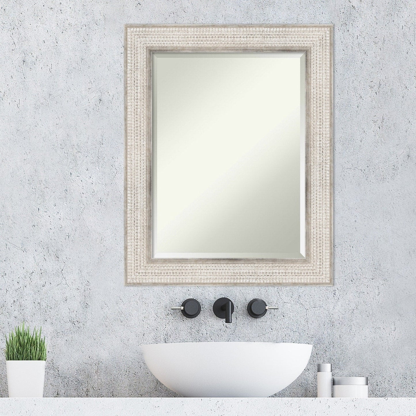 Specchio da parete per bagno in legno bisellato - Cornice Trellis Silver - Trellis Silver