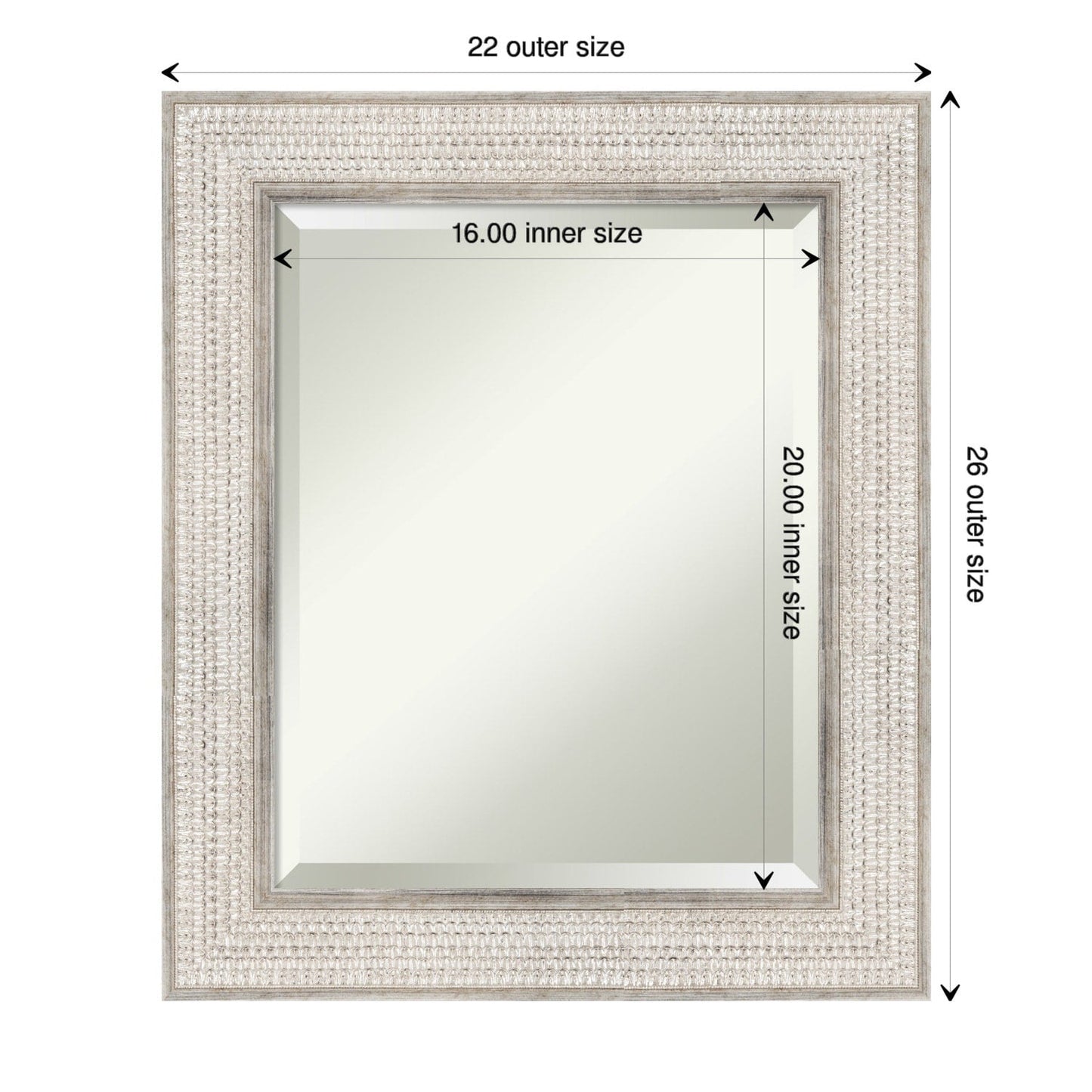 Specchio da parete per bagno in legno bisellato - Cornice Trellis Silver - Trellis Silver