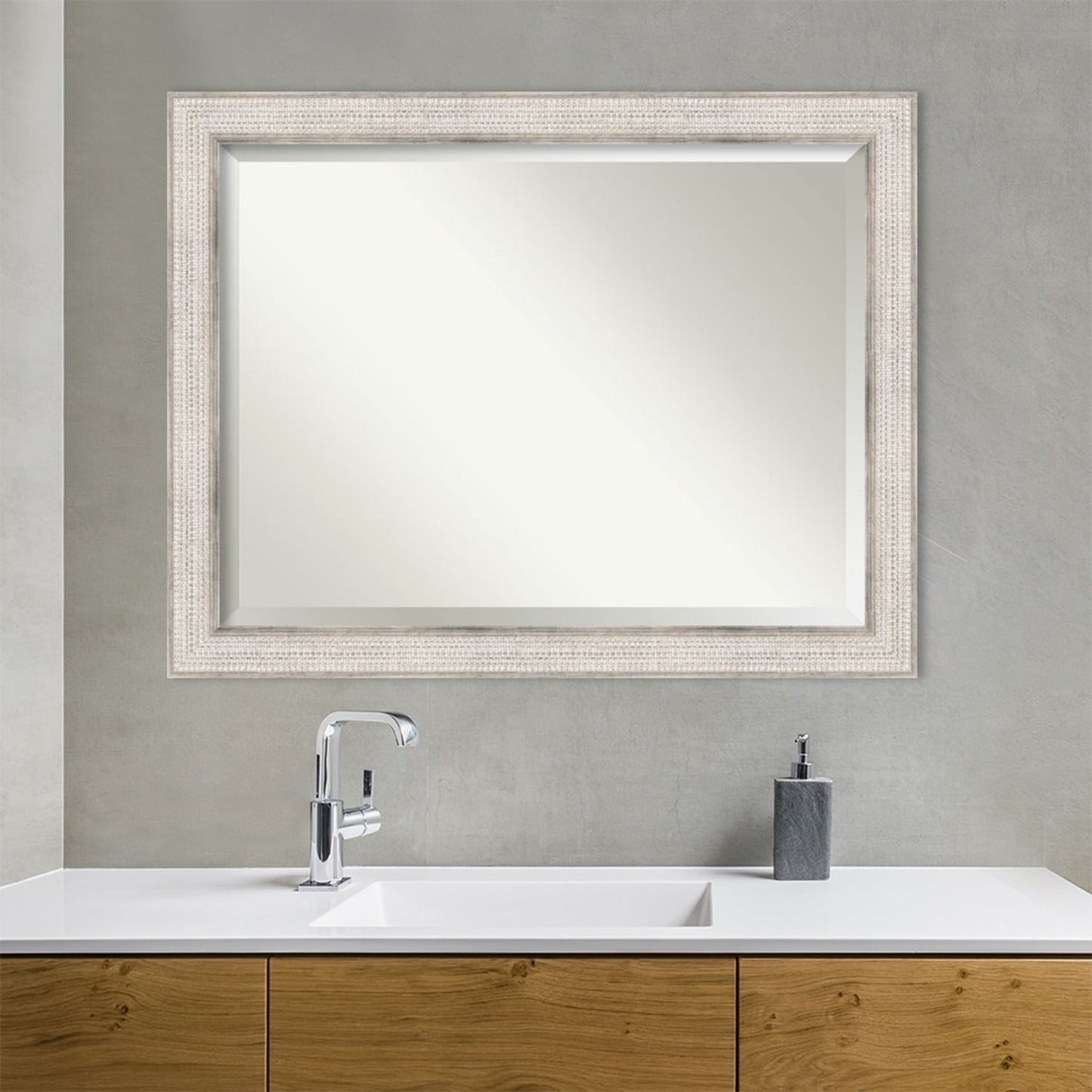 Specchio da parete per bagno in legno bisellato - Cornice Trellis Silver - Trellis Silver