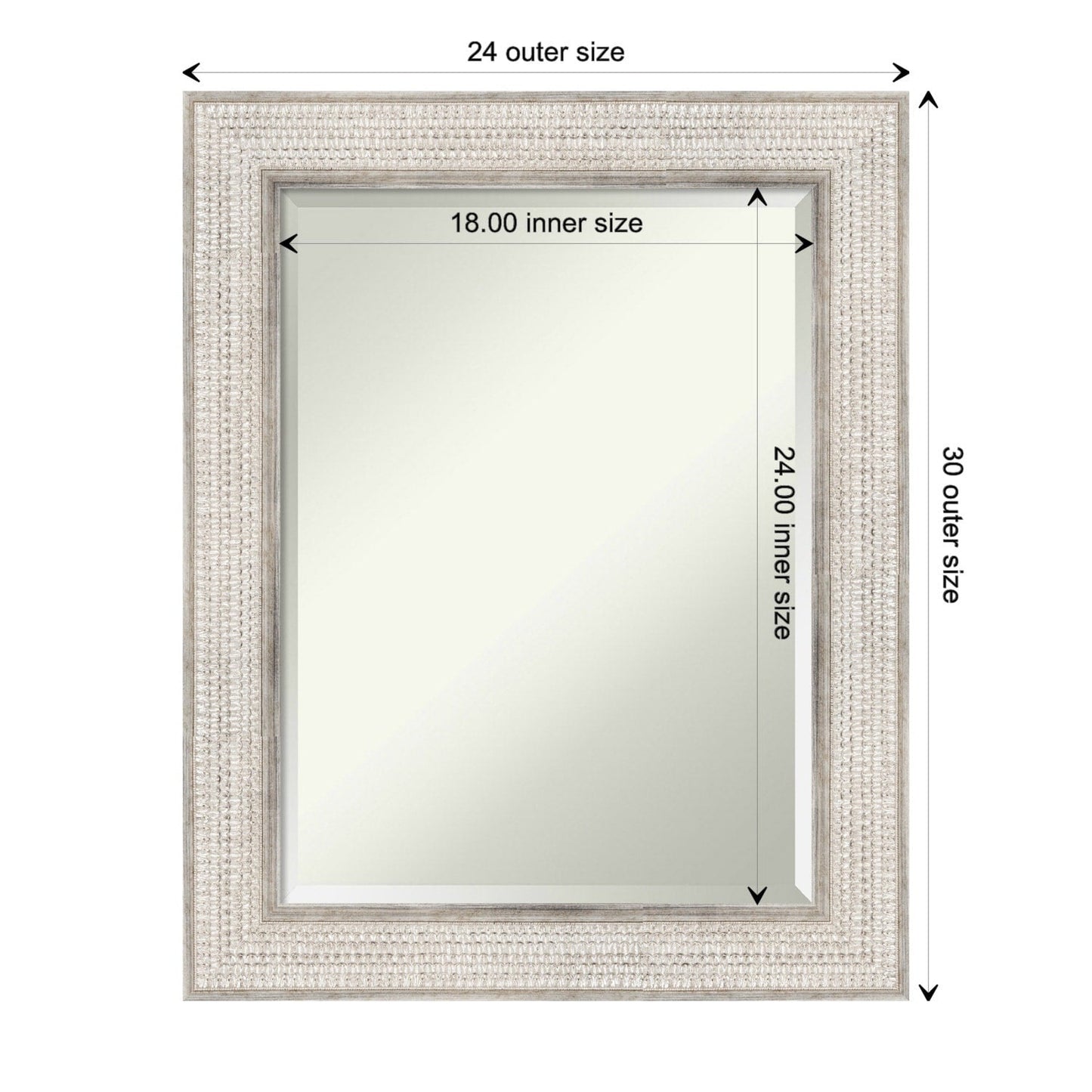 Specchio da parete per bagno in legno bisellato - Cornice Trellis Silver - Trellis Silver