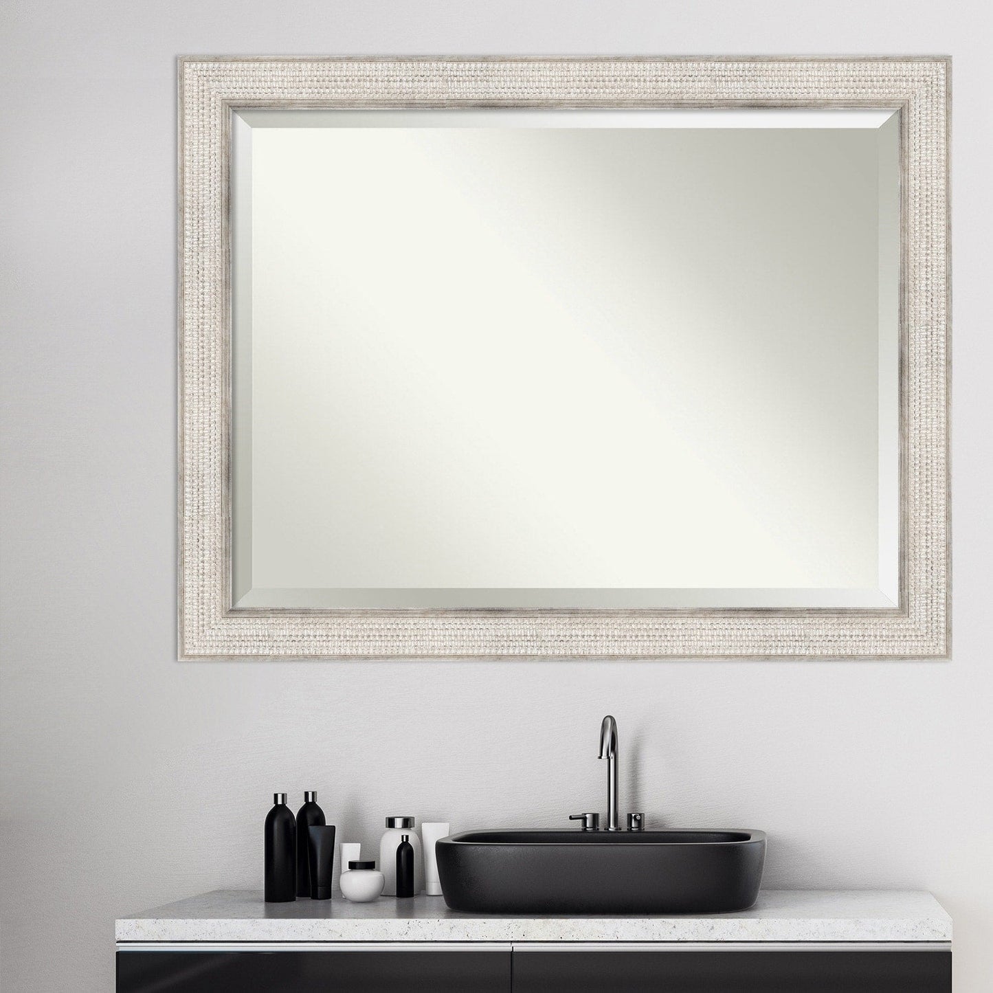 Specchio da parete per bagno in legno bisellato - Cornice Trellis Silver - Trellis Silver
