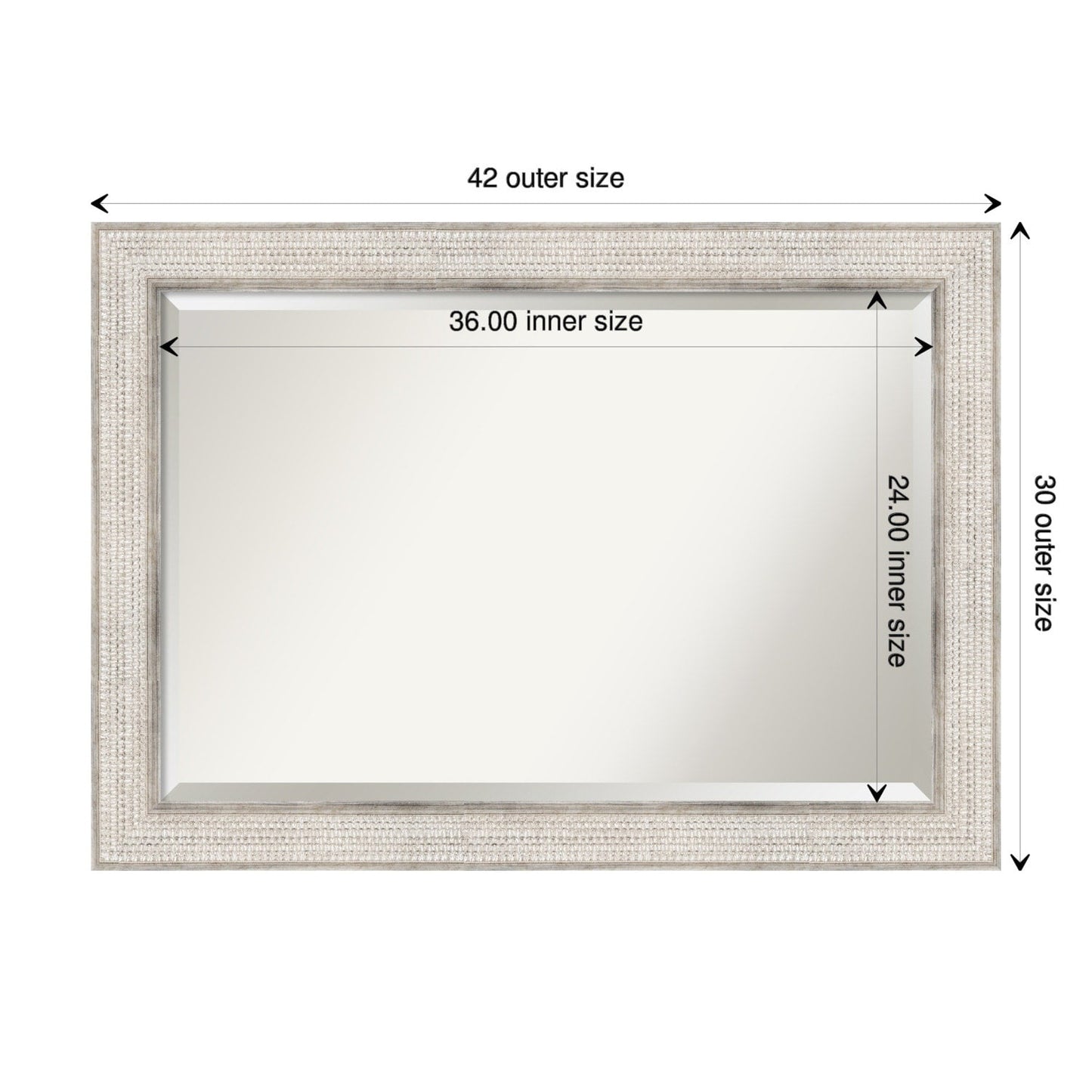 Specchio da parete per bagno in legno bisellato - Cornice Trellis Silver - Trellis Silver