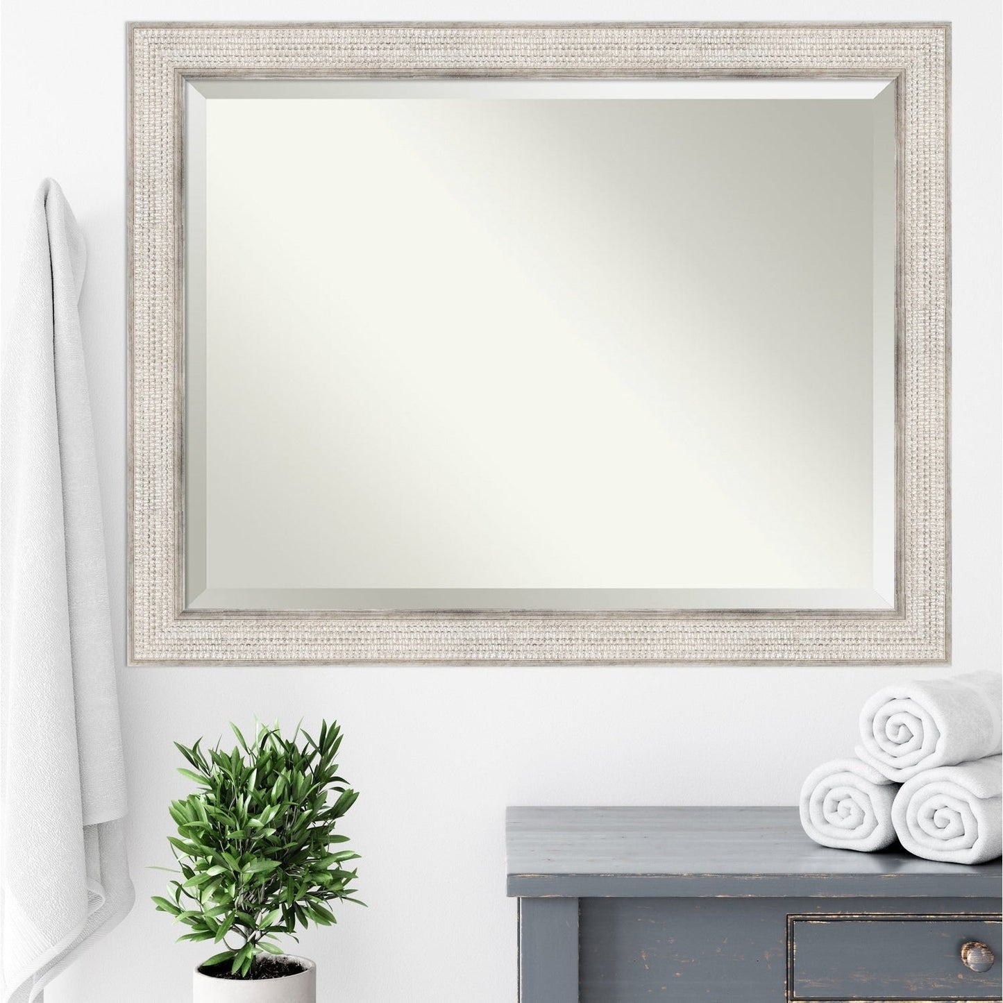 Specchio da parete per bagno in legno bisellato - Cornice Trellis Silver - Trellis Silver