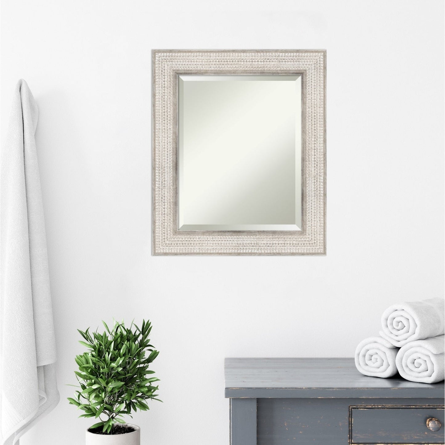 Specchio da parete per bagno in legno bisellato - Cornice Trellis Silver - Trellis Silver