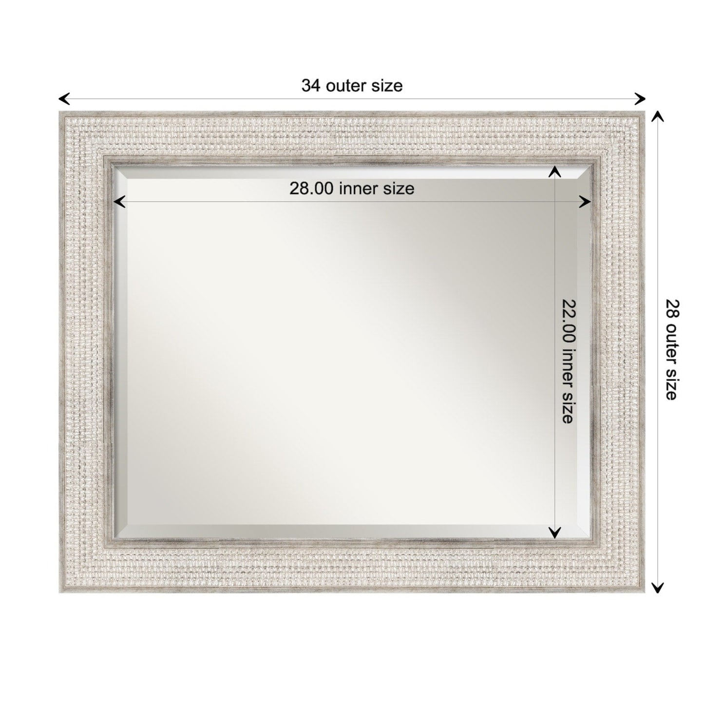 Specchio da parete per bagno in legno bisellato - Cornice Trellis Silver - Trellis Silver