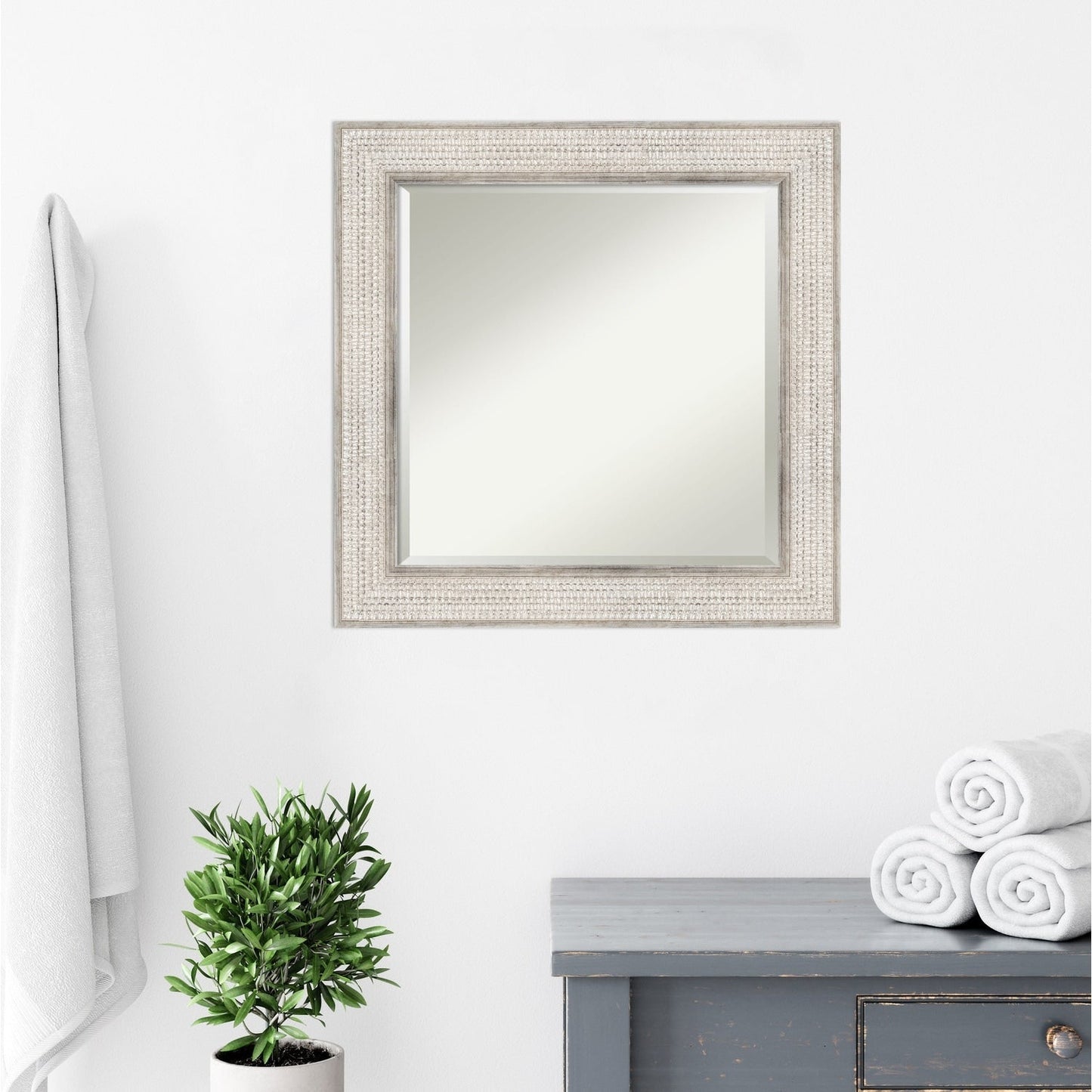 Specchio da parete per bagno in legno bisellato - Cornice Trellis Silver - Trellis Silver