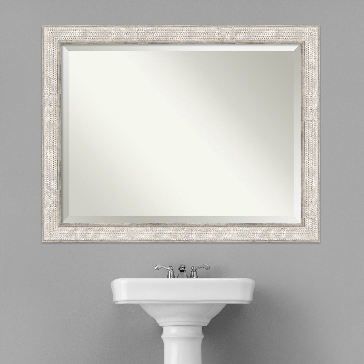 Specchio da parete per bagno in legno bisellato - Cornice Trellis Silver - Trellis Silver