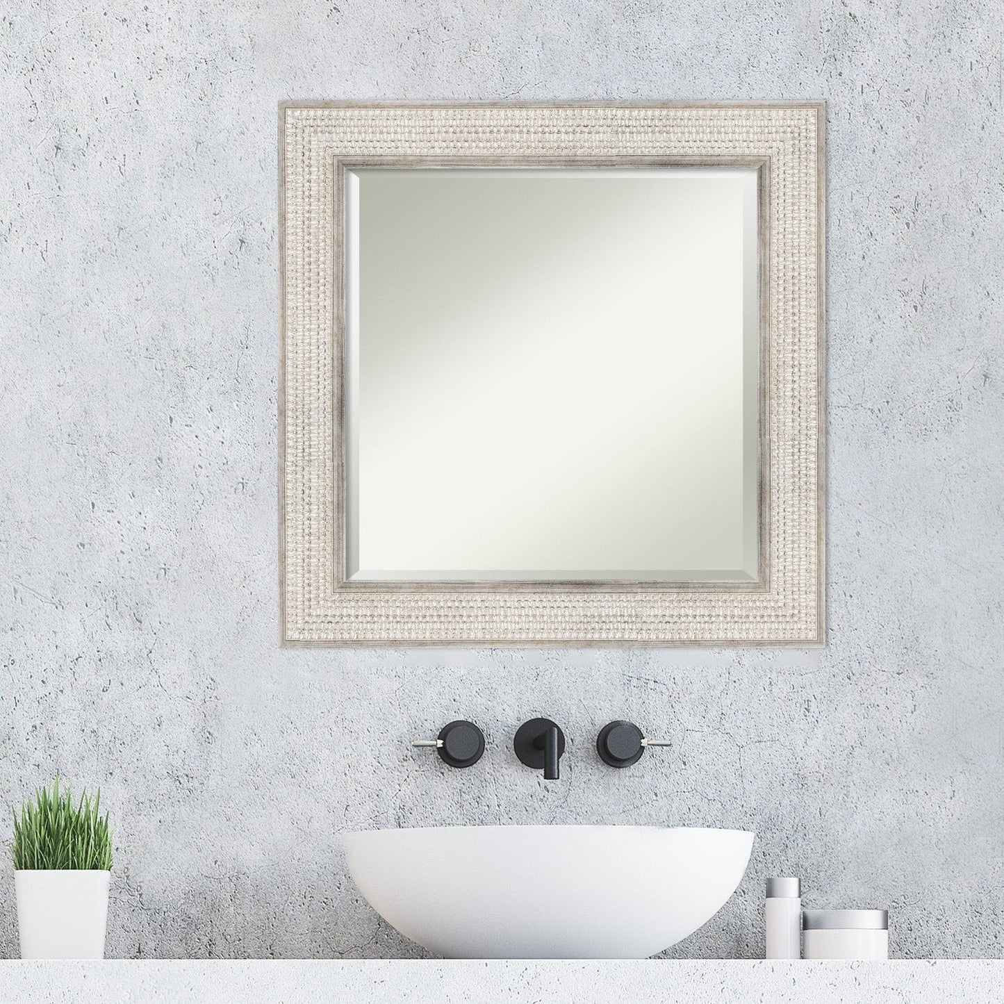 Specchio da parete per bagno in legno bisellato - Cornice Trellis Silver - Trellis Silver