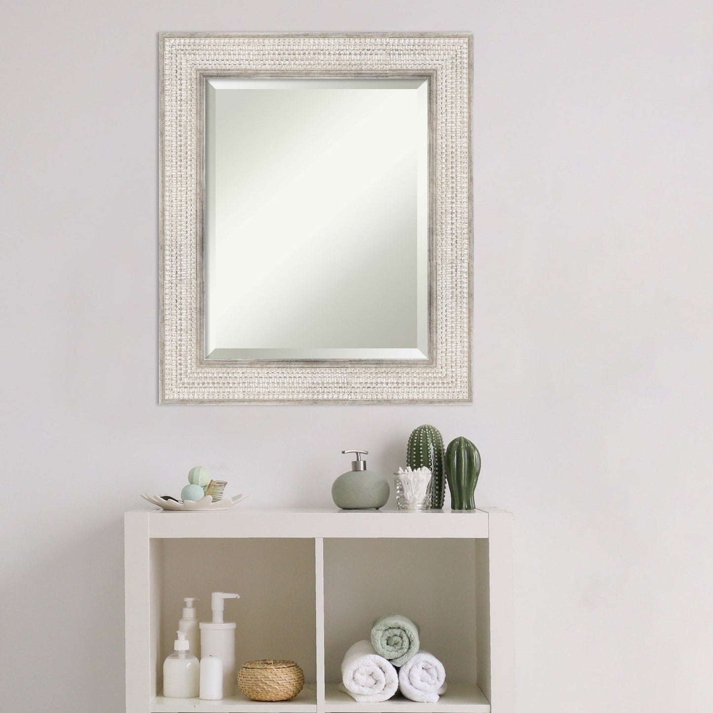 Specchio da parete per bagno in legno bisellato - Cornice Trellis Silver - Trellis Silver