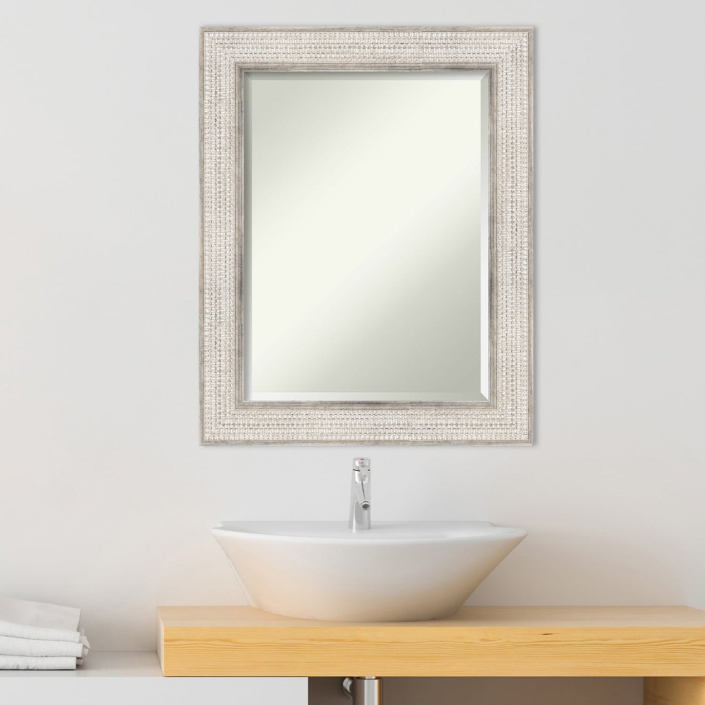 Specchio da parete per bagno in legno bisellato - Cornice Trellis Silver - Trellis Silver