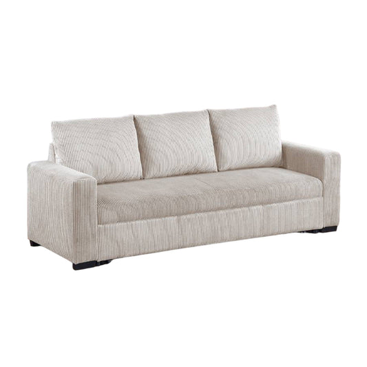 Divano letto trasformabile Billy, gambe basse, velluto a coste avorio, 85 pollici