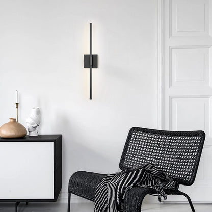 Applique da parete moderna a striscia lineare lunga nera/oro/nichel, dimmerabile, con luce LED per il bagno