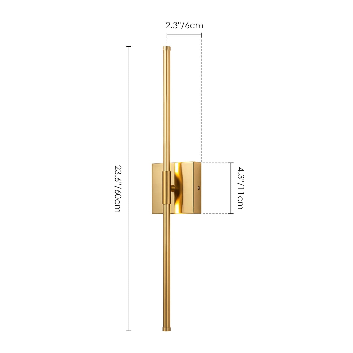 Applique da parete moderna a striscia lineare lunga nera/oro/nichel, dimmerabile, con luce LED per il bagno