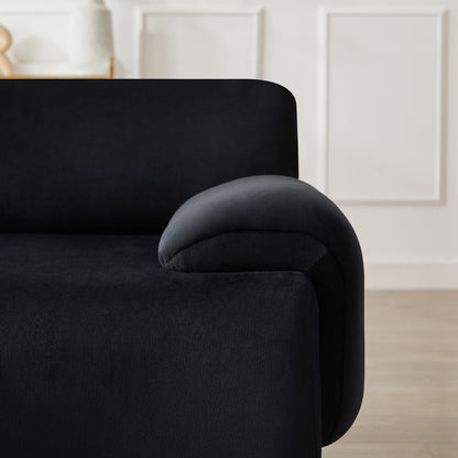Divano componibile modulare a 3 posti Black 105 Large, con pouf mobile, divano Cloud con seduta profonda, struttura in legno massello