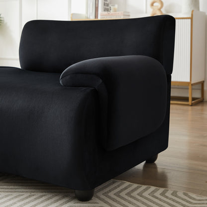 Divano componibile modulare a 3 posti Black 105 Large, con pouf mobile, divano Cloud con seduta profonda, struttura in legno massello
