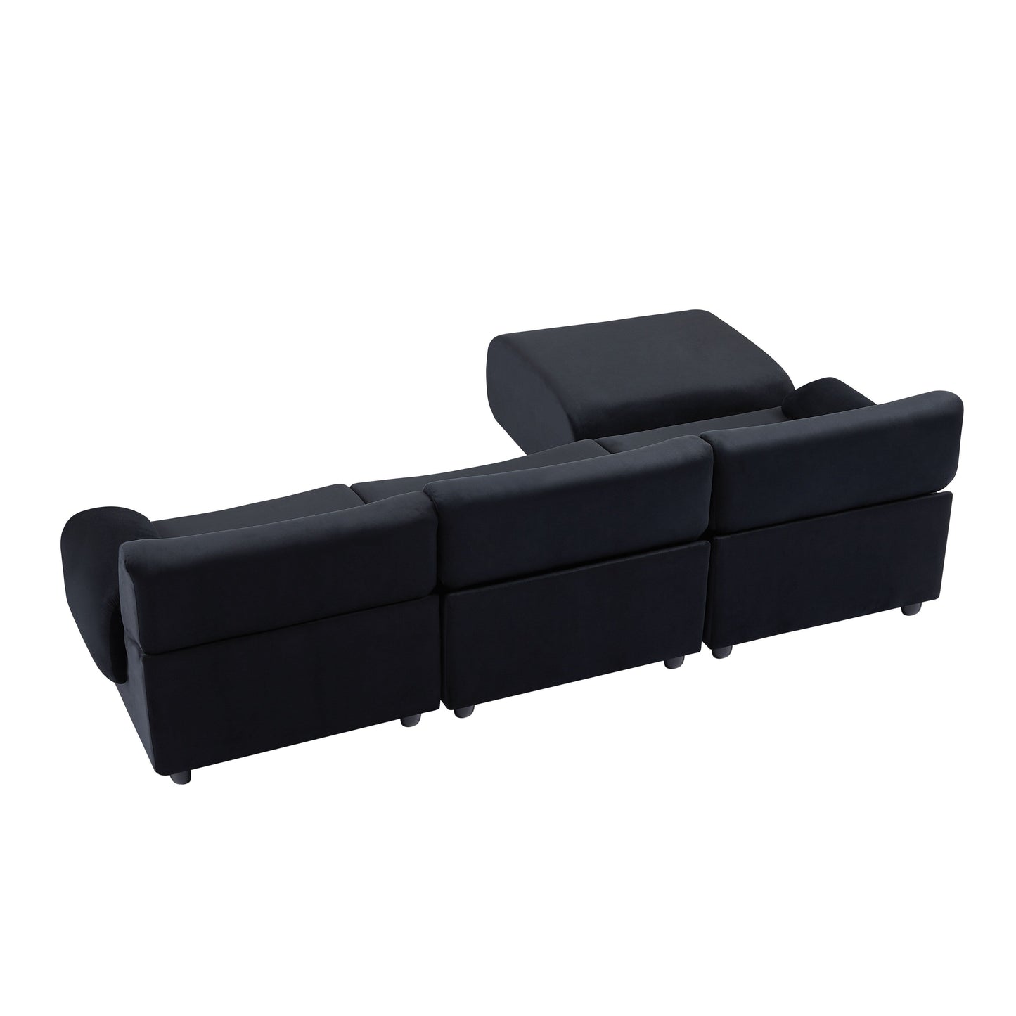 Divano componibile modulare a 3 posti Black 105 Large, con pouf mobile, divano Cloud con seduta profonda, struttura in legno massello