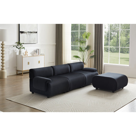 Divano componibile grande a 3 posti Black 105 con pouf mobile e sedute con cuscini profondi