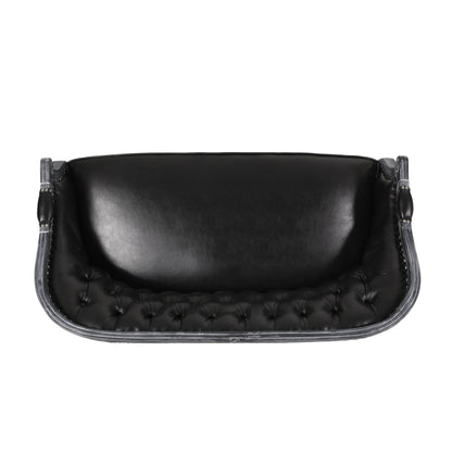 Divano a due posti in similpelle nera da 49,5 pollici con gambe tornite e borchie per soggiorno