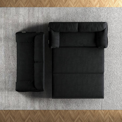 Divano letto estraibile 3 in 1 in velluto nero da 63,8 pollici con contenitore laterale per soggiorno