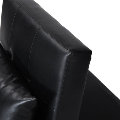 Divano letto singolo imbottito in similpelle nera 70.9 con cuscino per soggiorno