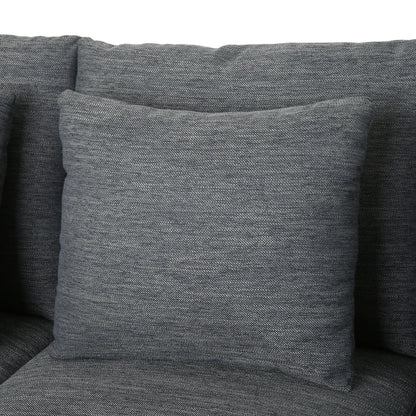 Divano a 3 posti in tessuto nero da 80'' con 3 cuscini, base in legno, struttura e gambe in legno massello, divano moderno per soggiorno