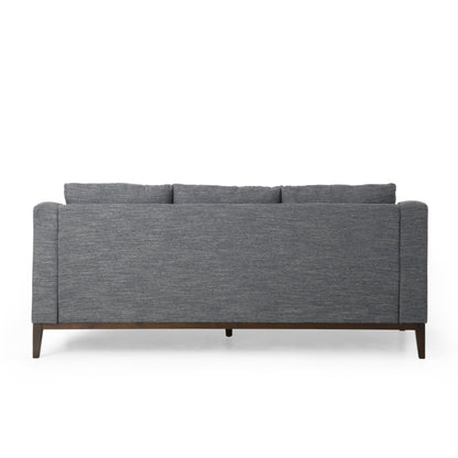 Divano a 3 posti in tessuto nero da 80'' con 3 cuscini, base in legno, struttura e gambe in legno massello, divano moderno per soggiorno