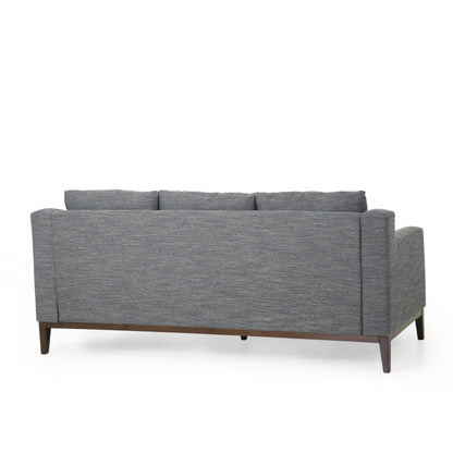 Divano a 3 posti in tessuto nero da 80'' con 3 cuscini, base in legno, struttura e gambe in legno massello, divano moderno per soggiorno