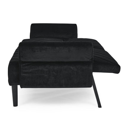 Divano letto futon trasformabile in velluto nero 87 con braccioli regolabili per soggiorno