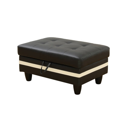 Divano per soggiorno in pelle sintetica semi-PU bianco e nero, 3 pezzi