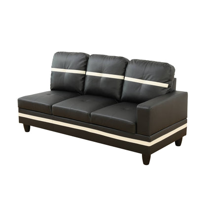 Divano per soggiorno in pelle sintetica semi-PU bianco e nero, 3 pezzi