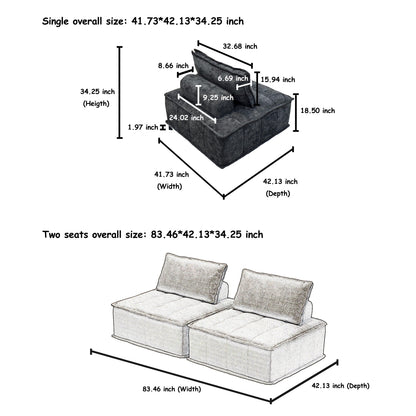 Set di divani modulari in ciniglia nera da 4 pezzi