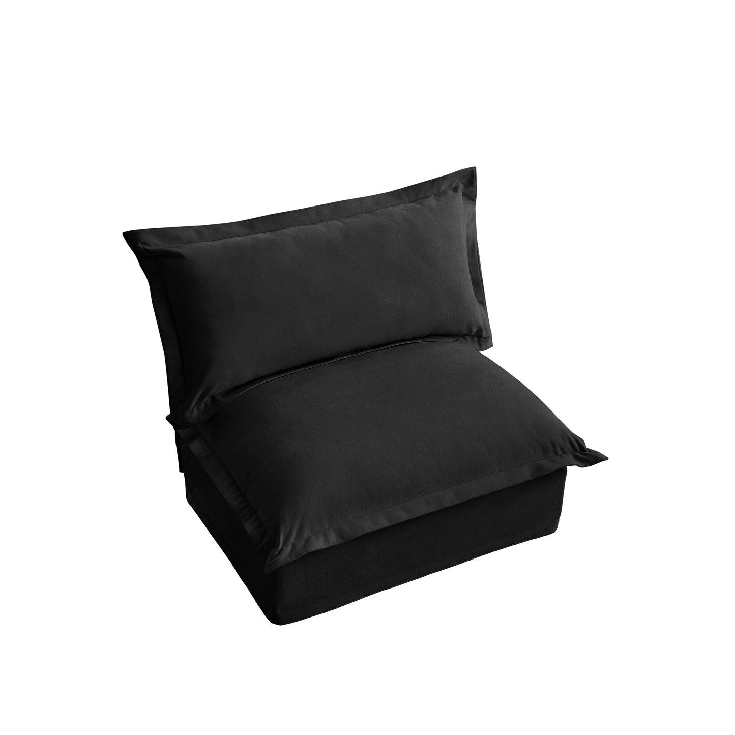 Divano senza braccioli in ciniglia nera, 1 posto, moderno, fodera rimovibile, struttura in legno robusto, altezza 34,64 pollici