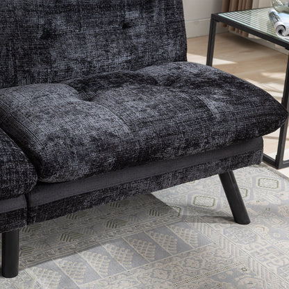 Divano letto futon convertibile in ciniglia nera