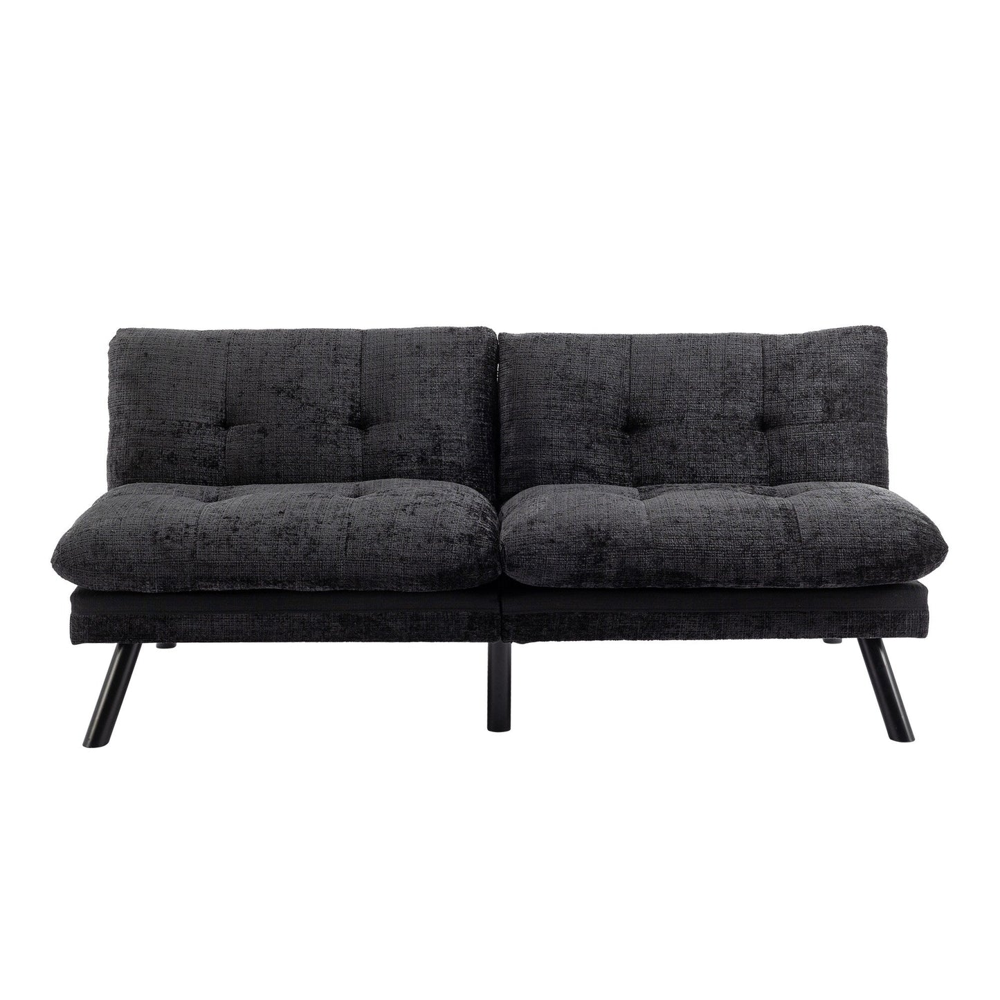 Divano letto futon convertibile in ciniglia nera