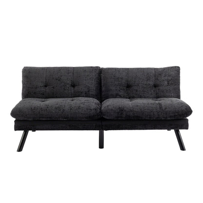 Divano letto futon convertibile in ciniglia nera
