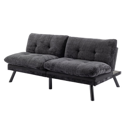 Divano letto futon convertibile in ciniglia nera