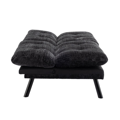 Divano letto futon convertibile in ciniglia nera