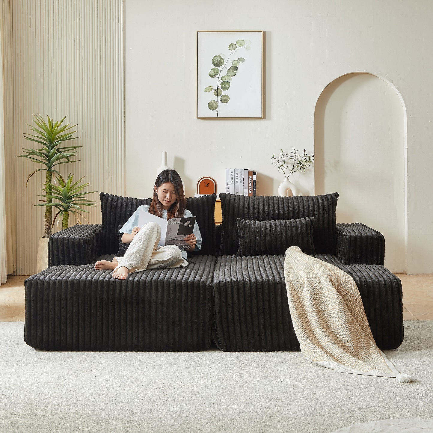 Divano letto componibile Black Cloud Plush Loveseat
