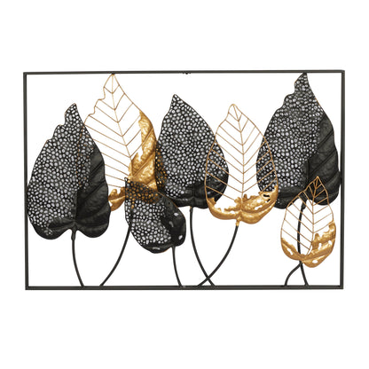 Decorazione murale contemporanea in ferro nero 26 x 38 x 3