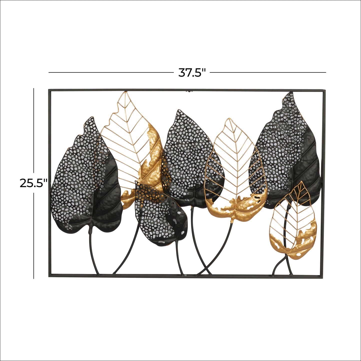 Decorazione murale contemporanea in ferro nero 26 x 38 x 3