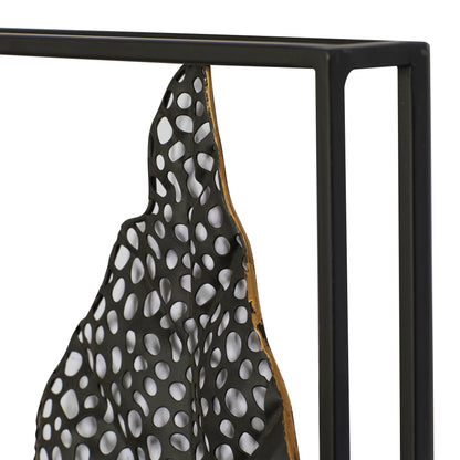 Decorazione murale contemporanea in ferro nero 26 x 38 x 3
