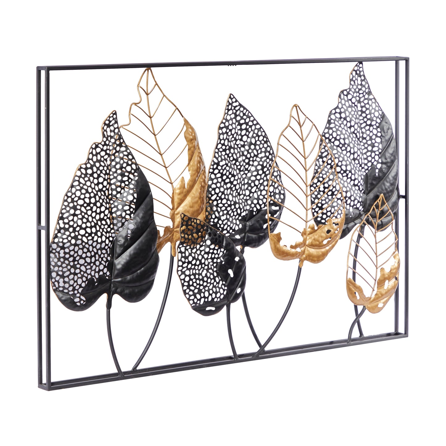 Decorazione murale contemporanea in ferro nero 26 x 38 x 3