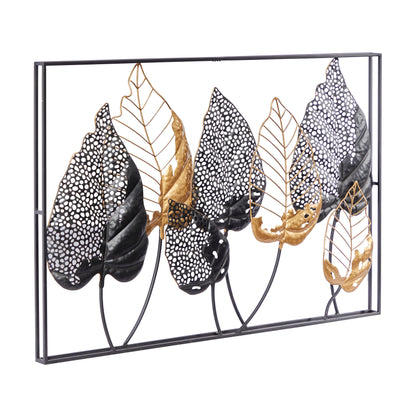 Decorazione murale contemporanea in ferro nero 26 x 38 x 3
