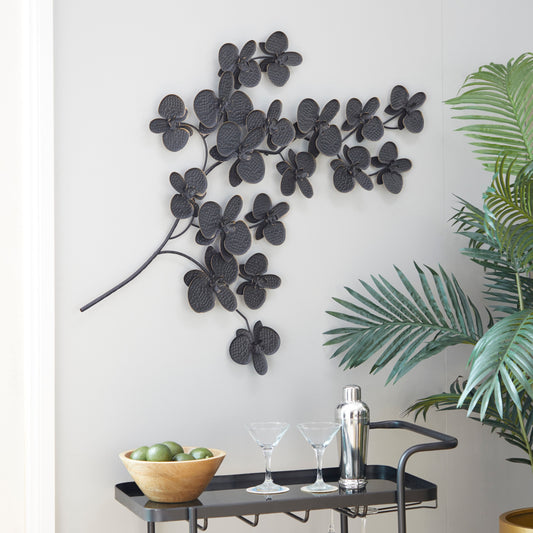 Decorazione murale contemporanea in ferro nero 46 x 31 x 3