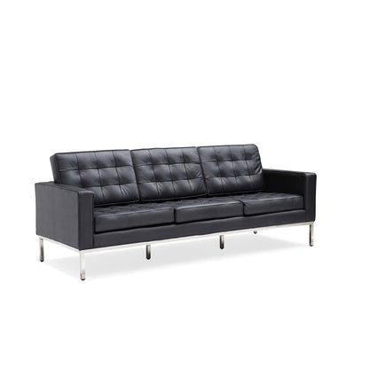 Divano multiposto Florence in similpelle nera con borchie, 33''-83''W