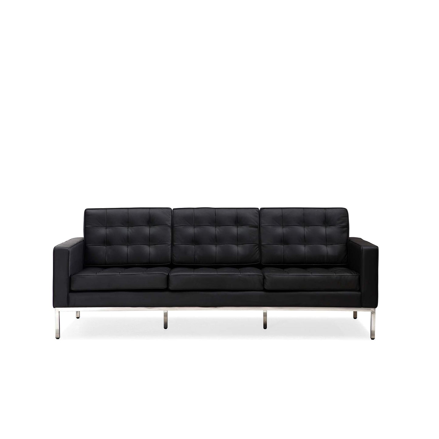 Divano multiposto Florence in similpelle nera con borchie, 33''-83''W