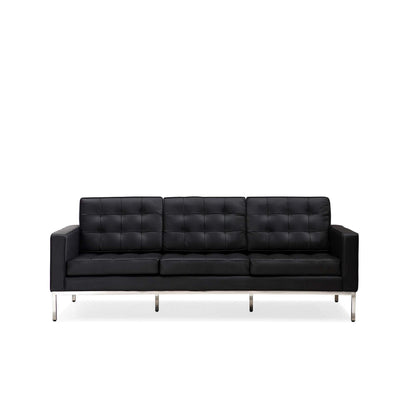 Divano multiposto Florence in similpelle nera con borchie, 33''-83''W