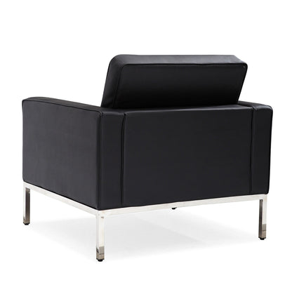 Divano multiposto Florence in similpelle nera con borchie, 33''-83''W