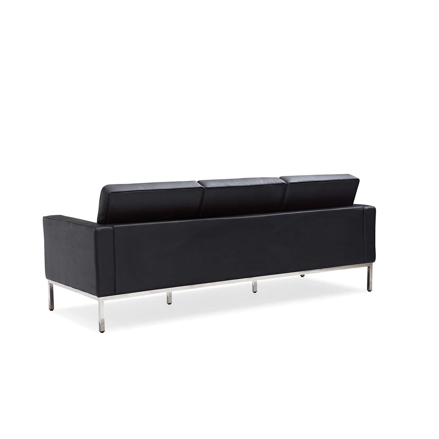 Divano multiposto Florence in similpelle nera con borchie, 33''-83''W