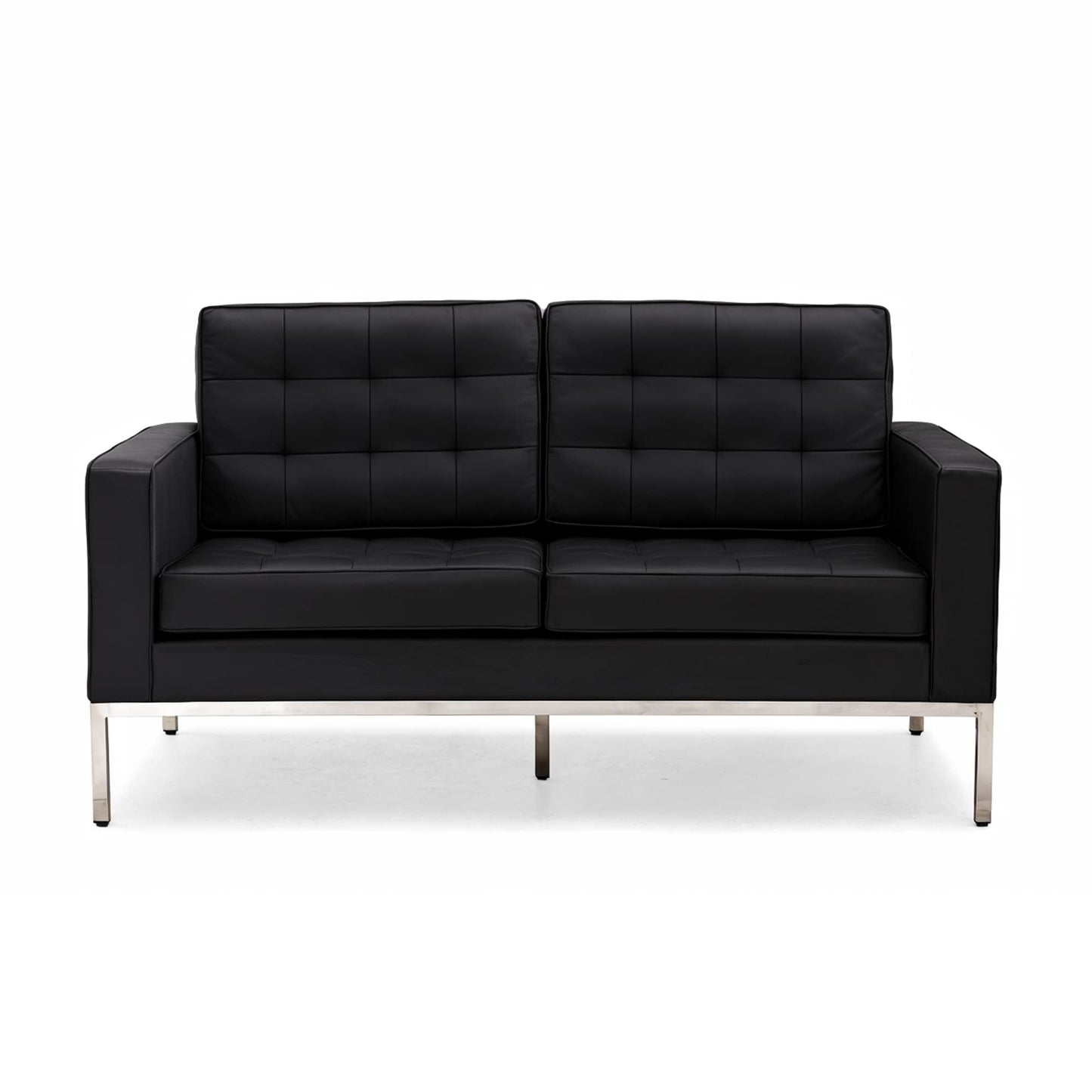 Divano multiposto Florence in similpelle nera con borchie, 33''-83''W